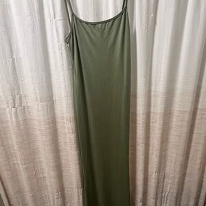 Green Slip Maxi Dress